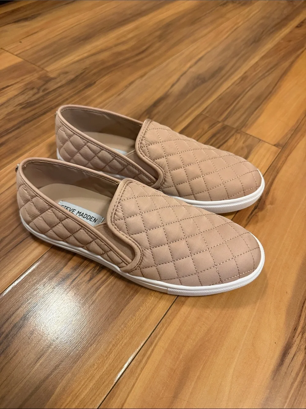 Steve Madden Quilted Slip-On Sneakers in Beige